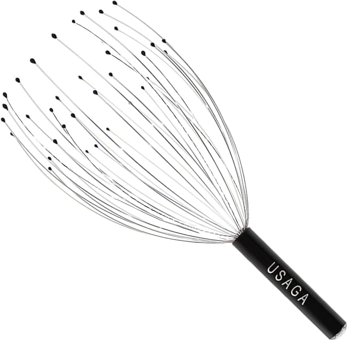 USAGA 36 Fingers Head Massager Scalp Massager Head Scratcher, Stocking Stuffers Gift for Scalp Body Relaxing (Black)