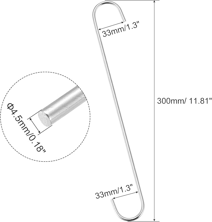 uxcell S Hanging Hooks, 12inch/300mm Extra Long Steel Hanger, Indoor Outdoor Uses for Garden, Bathroom, Closet, Workshop, Kitchen, Silver Tone, 6Pcs