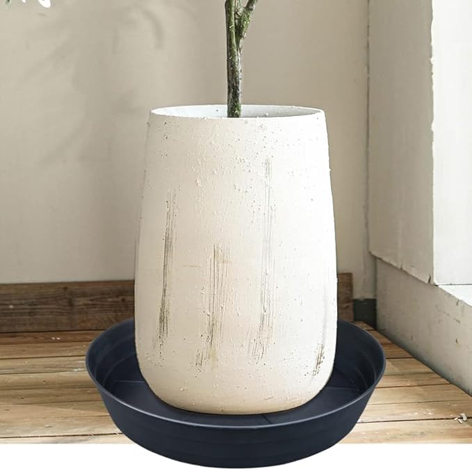 20 Inch Extra Large Plant Saucers, Extra-Deep 3.7 in Black Drip Trays for Flower Pot, Heavy Duty Drainage Tray Indoors No Holes, 2 Pack Plastic Planter Plate Water Catcher for Pots Base 16 17 18 in