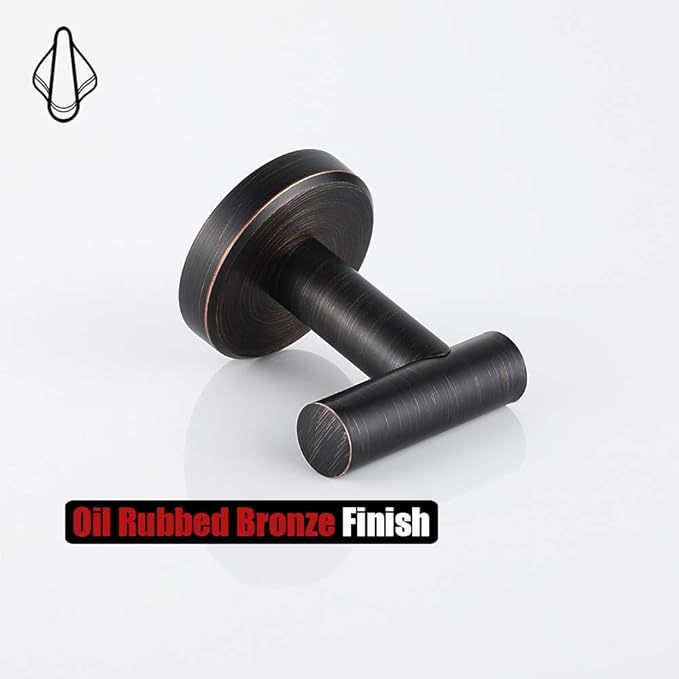JQK Bathroom Towel Hook Oil Rubbed Bronze, 304 Stainless Steel 0.8mm Coat Robe Clothes Hook for Bathroom Kitchen Garage Wall Mounted (Pack of 4), TH100-ORB-P4