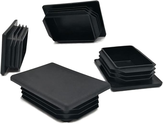 4 Pack 2 x 3 Inch Rectangle Plastic Plug Insert, 50mm×75mm Black End Cap for Metal Tubing, Fence, Glide Insert for Pipe Post, Chairs and Furniture