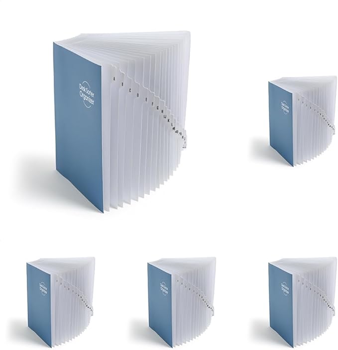 SMEAD Expandable Alphabetic File Sorter Dark Blue | Letter Size | 20 Dividers | Laminated Tabs | Pack of 5