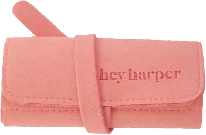 Hey Harper Travel Jewelry Organizer Roll – Compact Storage Pouch for Rings, Earrings, Necklaces & Bracelets – Foldable Case for Women (Roll Only Included) (Coral)