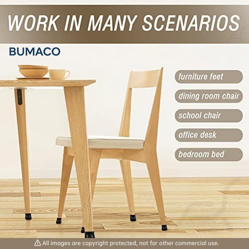 BUMACO Chair Leg Floor Protectors Square Chair Leg Protectors for Hardwood Floors 20Pcs Silicone Covers to Protect Floors Square (Black-L Fit 1-1/16" to 1-5/8")