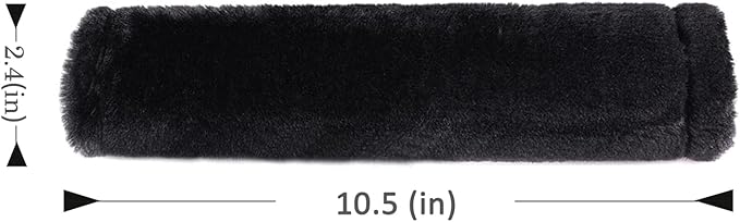 Amooca Soft Faux Fur Universal Fit Seatbelt Cover Car Truck SUV Airplane Seat Belt Shoulder Pad for Carmera Backpack Straps Neck Cushion Protector 2 Pack 10.5in Black