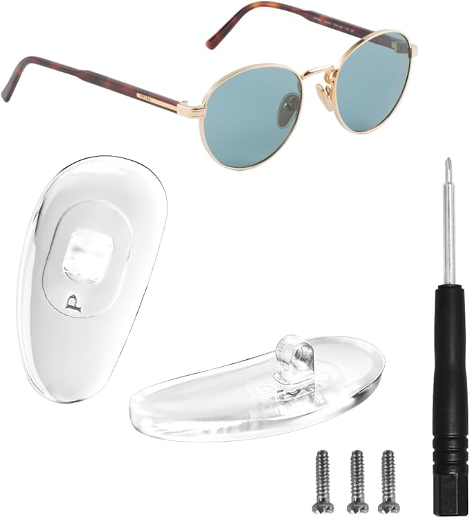 Replacement Screw-in Nose Pads for Prada Eyeglasses/Sunglasses.14.5mm.with Screw and Screwdriver (Silver)
