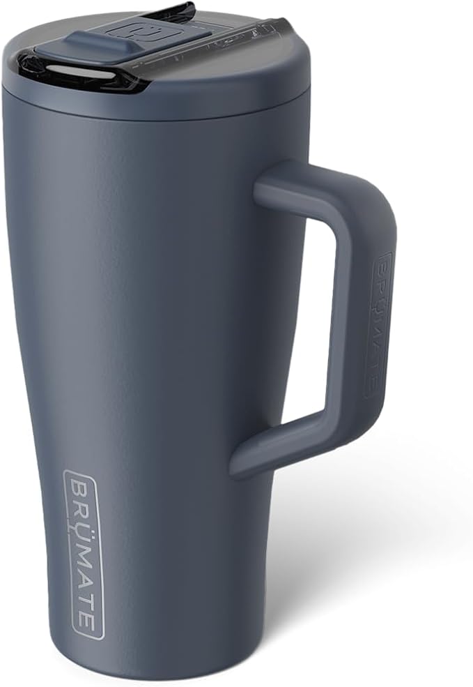 BrüMate Era Flip 30oz Tumbler with 100% Leakproof Covered Straw Lid | Hygienic Covered Straw | Insulated Stainless Steel Water Bottle with Handle | Cup Holder Friendly | BPA-Free (Nightfall Blue)