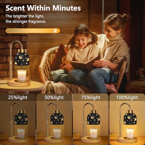 Candle Warmer Lamp with 2 Bulbs, with Dimmer Adjustable Height,Mothers Day Gifts,Vintage Home Decor,2/4/8H Timer