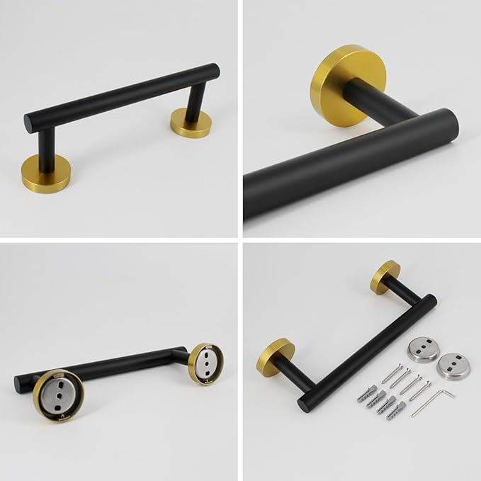 kimzcn 9-Inch Towel Bar SUS 304 Stainless Steel Towel Rack Wall Mounted Towel Rail Towel Rod for Bathroom Modern Style Black & Gold