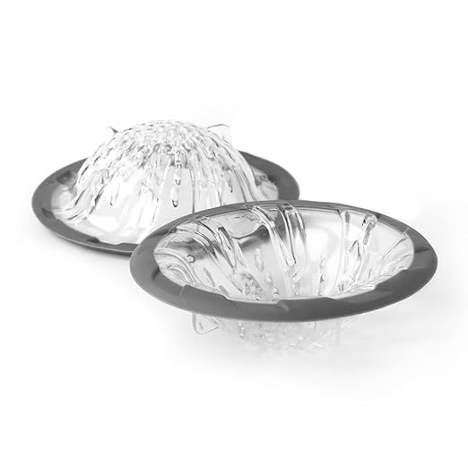 Spectrum Cora Kitchen Sink Drain Strainer for Food Debris Waste, Plastic Spiral Sink Drain Stopper Cover Catcher Filter Food Hair Prevents Drain Clogging in Sinks Showers Baths 4.5 Inch, Gray & Clear