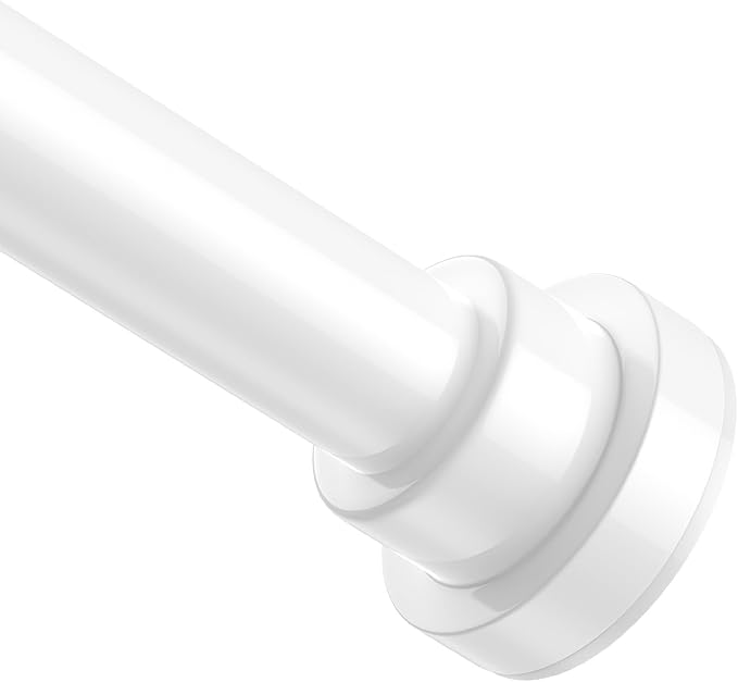 Shower Curtain Rod 31-63 Inch,0.87"Diameter Adjustable Spring Tension Curtain Rods No Drill,Ivory White Shower Tension Rod for Bathroom,Room Divider,Window,Anti-Rust Non-Slip 2-Pack