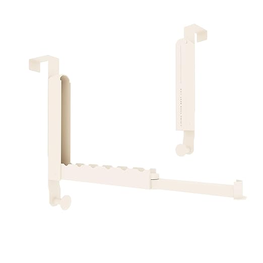 Over The Door Drying Rack, Foldable Portable Over The Door Hooks Hanger with Towel Racks for Coat Clothes Laundry Bathroom Bedroom Travel Hangers (Milky White, 2 Pack)