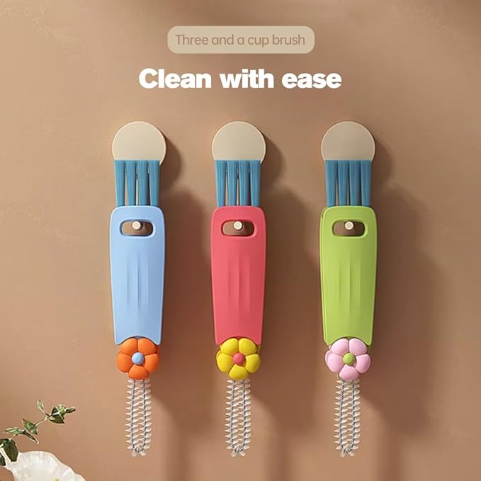 3 in 1 Cup Lid Cleaning Brush, Multifunctional Crevice Portable Cup Lid Cleaning Brush for Bottle Gap Tight Spaces Cup, Crevice Clean Brush for All Type Bottle (3PCS)