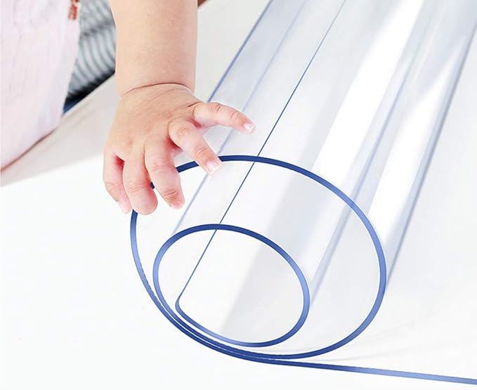 Wadrac Multisize Plastic Clear Table Cover Protector-1.5mm Thick 22x66 inch Non-Slip Waterproof Vinyl Tablecloths Desk Cover Pad for Dinner Sofa Game Table Kitchen Countertop Office Desk Cover
