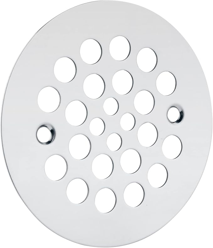 Artiwell 4-1/4“ Shower Strainer Drain Trim Set, Screw-in Shower Strainer Drain Cover, Plastic-Oddities Style Replacement Strainer Grid,Machine & Self-Tapping Screws Included (Chrome Plated)
