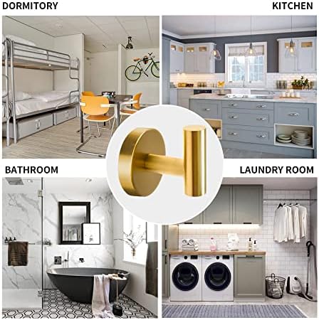 Vuzvuv 2-Pack Gold Wall-Mounted Towel Hooks, SUS304 Stainless Steel Waterproof Coat Robe Holder, Heavy Duty Hooks for Bathroom, Kitchen, Hotel (Drilling)