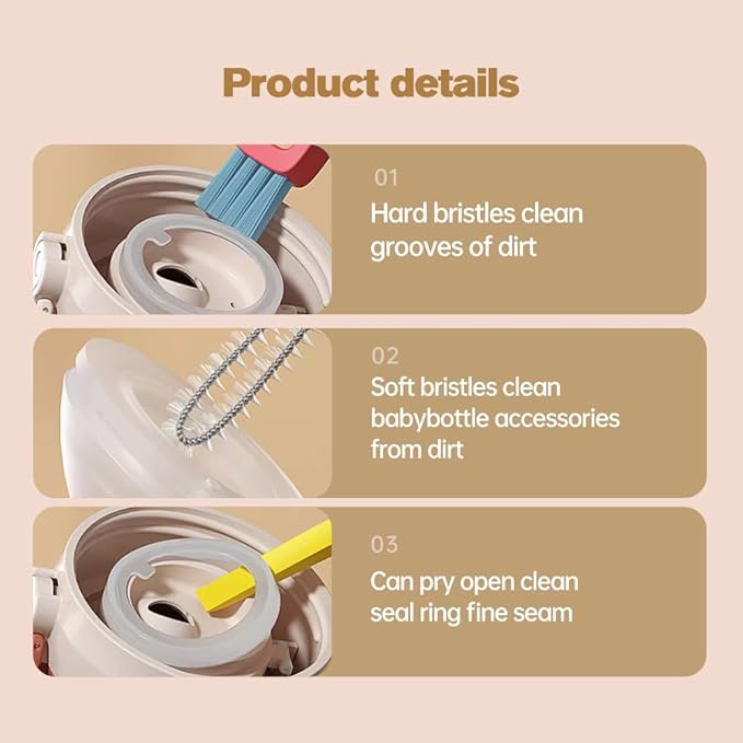 3 in 1 Cup Lid Cleaning Brush, Multifunctional Crevice Portable Cup Lid Cleaning Brush for Bottle Gap Tight Spaces Cup, Crevice Clean Brush for All Type Bottle (3PCS)