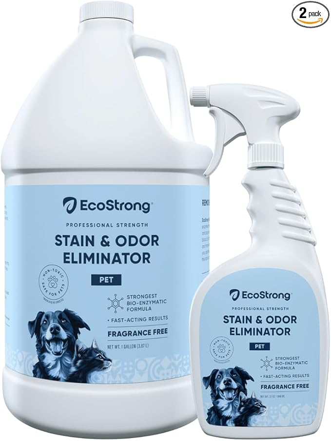 Eco Strong Pet Stain and Odor Remover - Cat Urine Enzyme Cleaner, Urine Destroyer for Dogs, Pet Urine Enzyme Cleaner [All New Fragrance Free] - 160oz Bundle