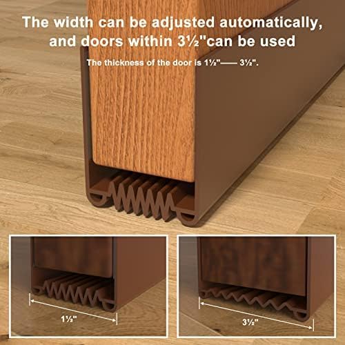 Door Draft Stopper, 39” Length Cuttable Weather Stripping Seal, Strong Adhesive Door Sweep for Exterior and Interior Doors (2, Brown)