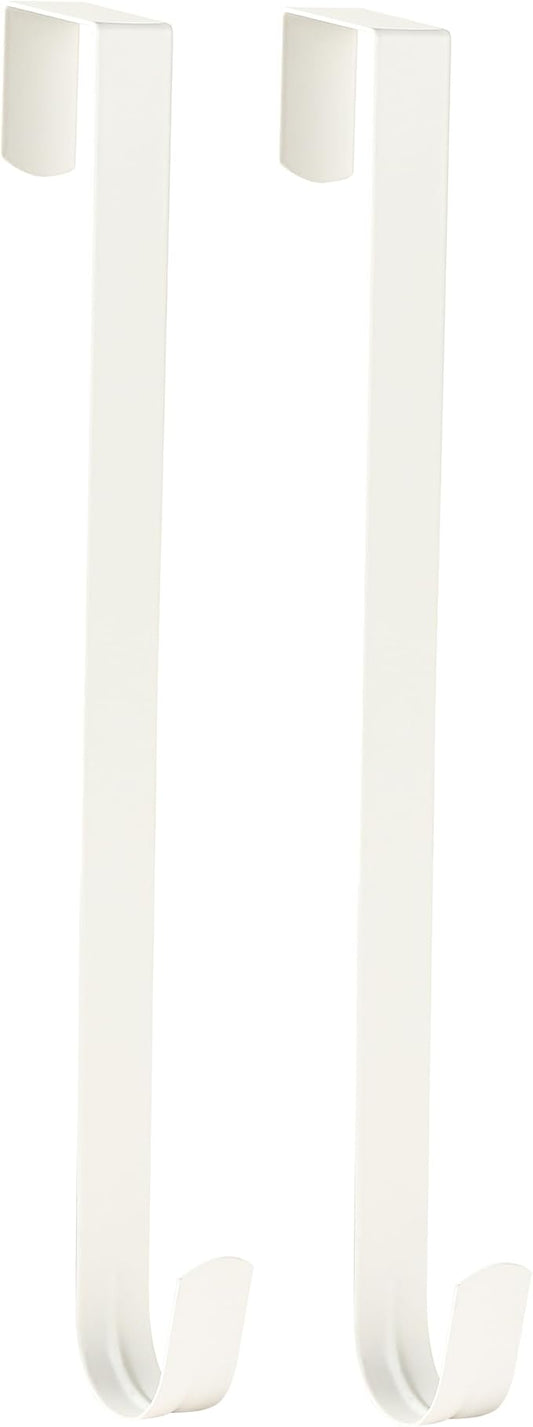 Wreath Hanger for Front Door, Slim Over The Door Hook, Easy to Use and Reusable Holiday Wreath Holder for Christmas, Thanksgiving, Halloween and Daily Décor (15" White, 2)