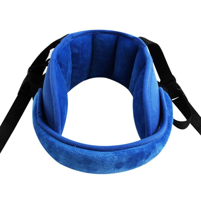 Adjustable Toddler Car Seat Head Support Band, Car Seat Straps Cover, Safety Car Seat Neck Relief, Infants and Baby Head Support, Blue