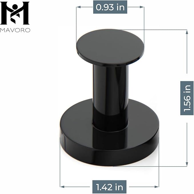 Mavoro Strong Magnetic Hooks for Hanging Coats and Bags. Set of 4 Black Magnet Hooks Heavy Duty Magnets, Neodymium 52 Rare Earth Magnets. Push Pin Style Magnet Hook for Refrigerator, Locker etc