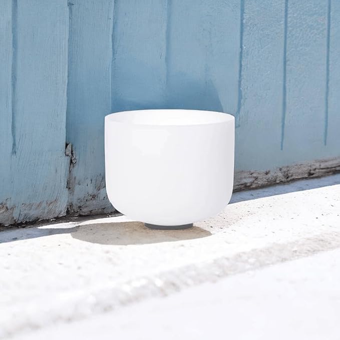 8 inch White G Note Throat Chakra Quartz Crystal Singing Bowl, for Healing Mindfulness Meditation Yoga Sound Baths, with Rubber Mallet O-ring