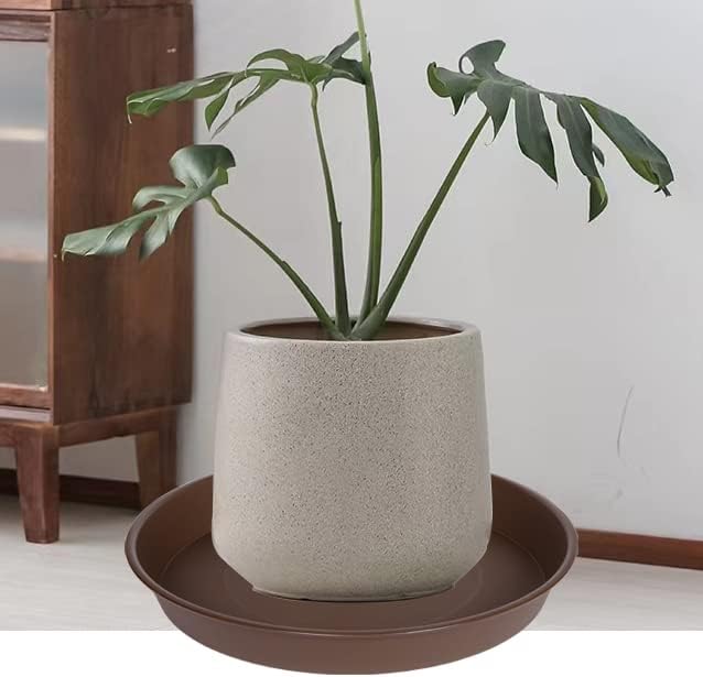 Bleuhome 3 Pack of 25 26 inch Plant Saucer (22.7 Inch Base), 4.2" Depth, Large Deep Heavy Duty Plastic Flower Planter Water Trays for Indoors Outdoor, Plant Drip Trays (26", Chocolate)