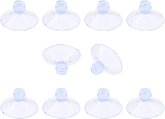 10 Pack Glass Tableholders - 18mm Rubber Suction Cups, Anti-Collision Transparent Holders, Desk Suction Pads for Furniture