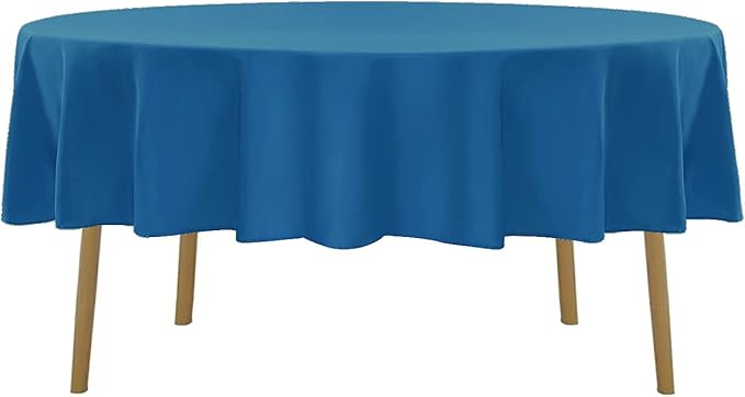 Cupuamon 60 inch Round Tablecloth Washable Polyester Table Cloth Decorative Table Cover for Wedding Party Dining Banquet（60 inch,Mediterranean Blue）