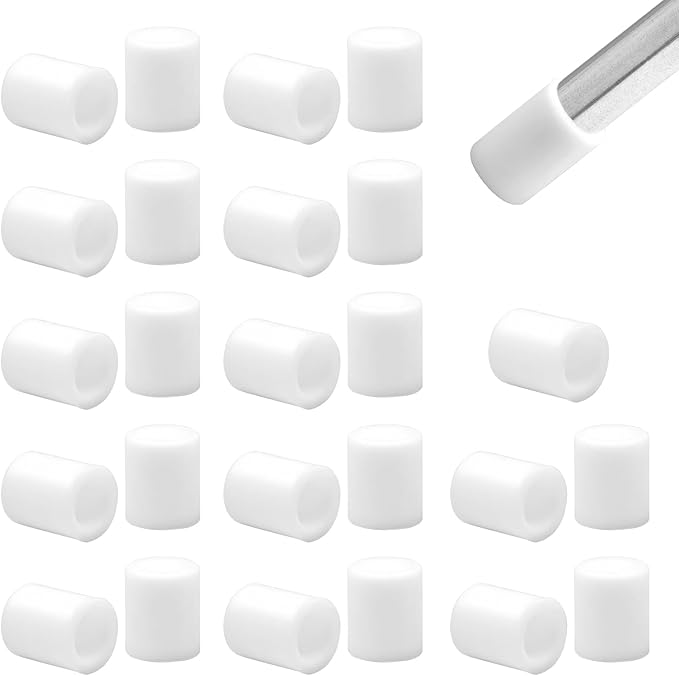 BOPOREAE 25 Pcs 15/64"(6 mm) Round Chair Leg Tips Caps, Silicone Rubber Furniture Leg Floor Protectors, Reduce Noise Folding Metal Chair Leg Cap Replacement for Bar Stool Leg Patio Indoor, White