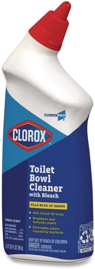 Clorox Toilet Bowl Cleaner with Bleach, Fresh Scent, 24oz Bottle