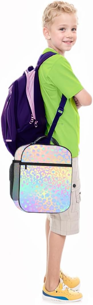 Pardick Neon Leopard Print Insulated Tote Lunch Box Lunch Bag Tote Cooler Freezable Meal Prep Bag Waterproof Leakproof Cooler Lunch Container For Picnic Office
