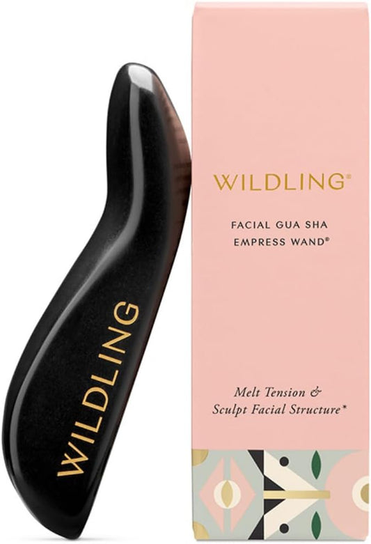 WILDLING Empress Wand | Facial Massage Wand I Designed to Sculpt Jawline + Relieve Tension in The Face, Jaw, Neck + Shoulders I 100% Authentic Bian Stone
