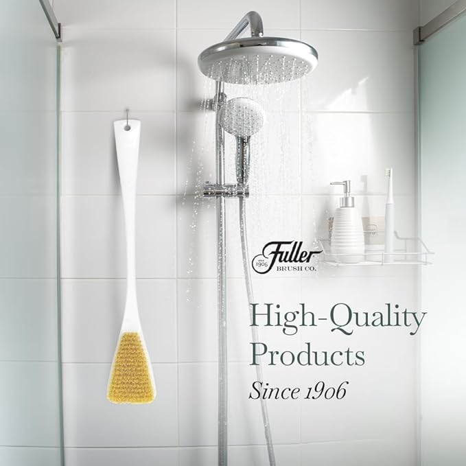 Fuller Brush Exfoliator & Scrub Body Brush - 16-inch Contoured Handle with Polyester Bristles - an All-Over Reach Including Back, Neck, Shoulders & Feet - Soft, Durable & Gentle on Your Skin