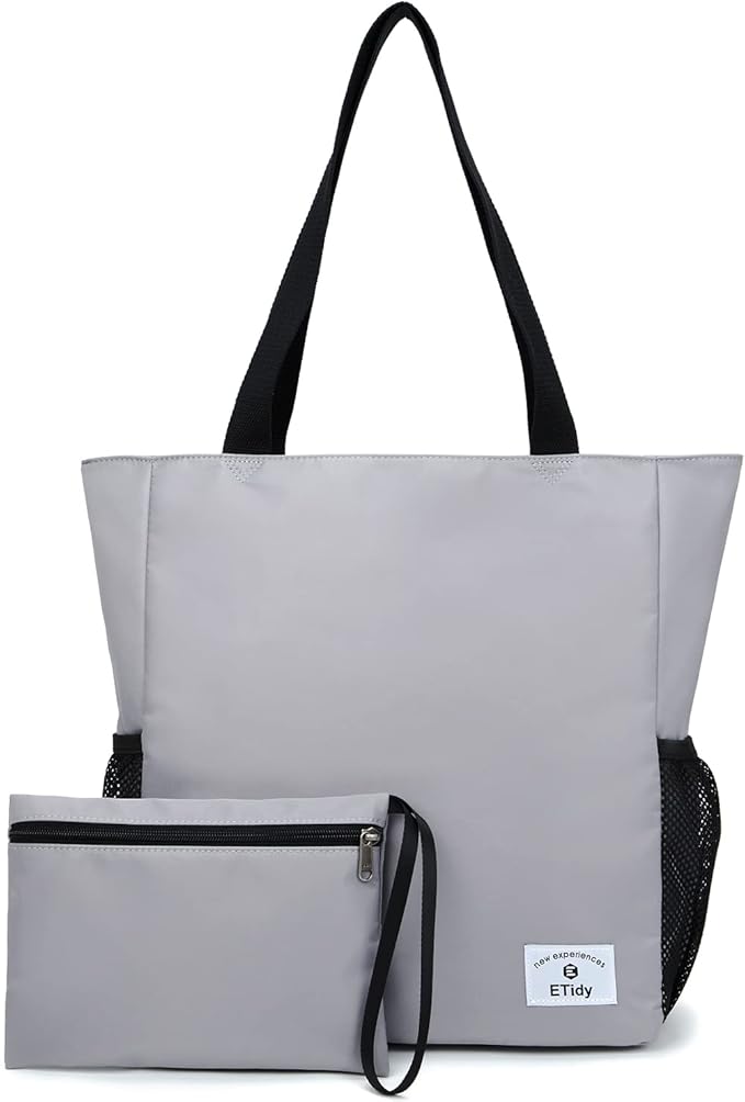 ETidy Large Capacity Foldable Tote Bag With Zipper Water-resistant Sandproof Women Beach Bag Handbag Gym Bag Travel Shopping Bag