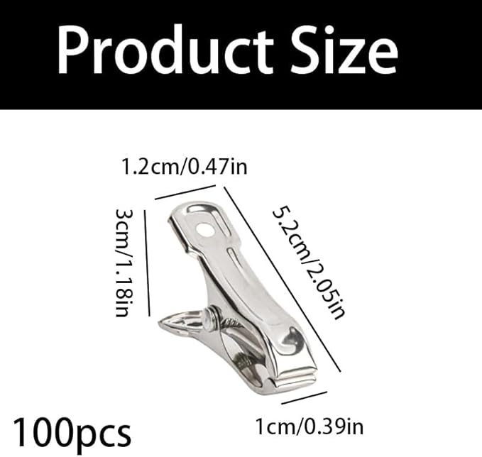 100 PCS Stainless Steel Garden Clips - Heavy Duty Greenhouse Clamps for Plant Netting, Shade Cloth, Hoops - Rust-Proof Metal Gardening Clips for Support, Sealing, Organizing