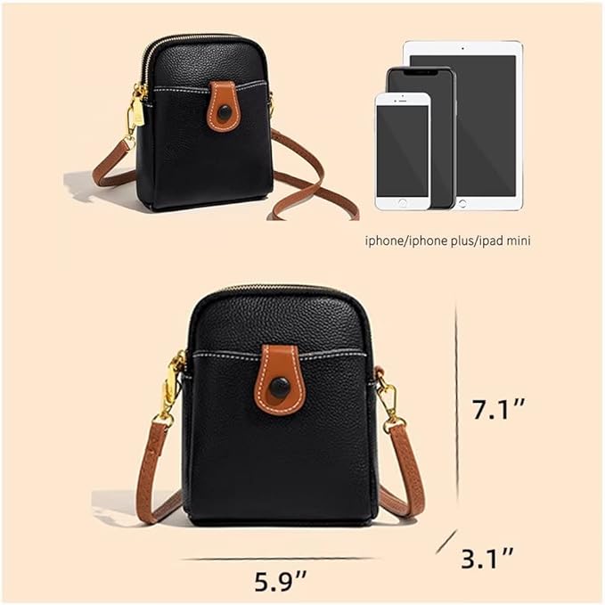 Mudono Small Crossbody Bag for Women Genuine Leather Cell Phone Purse Lightweight Shoulder Bag Vintage Daily Wallet Bag