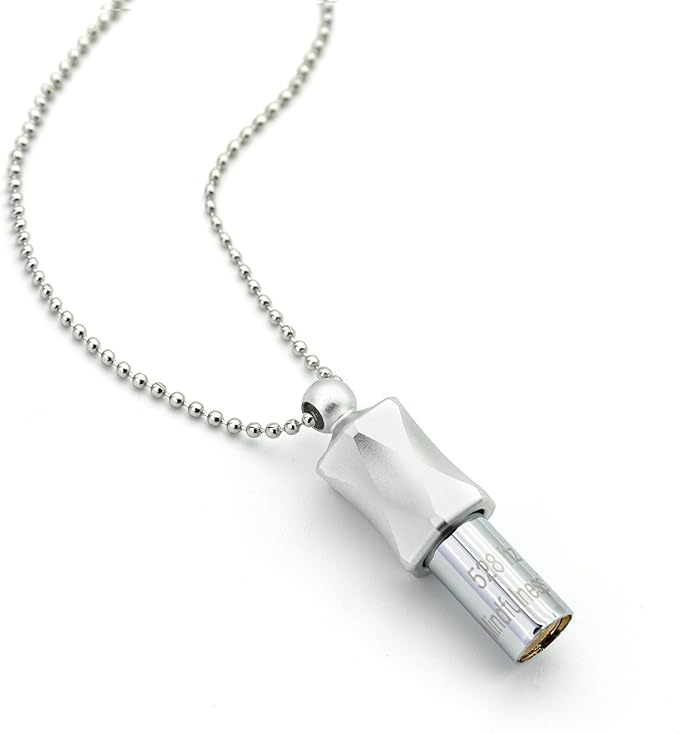 528Hz Breathing Meditation Necklace - Anxiety Relief Whistle, Stress Reduction & Mindfulness Tool for Focus, Calm Breathing - Silver Whistle