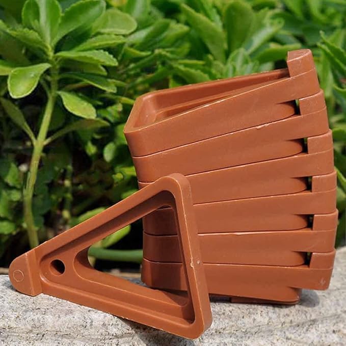 24pcs Plant Pot Feet, Invisible Flower Pot Risers, Pot Lifters Support, Triangle Feet Lifter, Terra Cotta Pot Toes for Indoor Outdoor Planters & Gardening Plant Container (Brick-red)