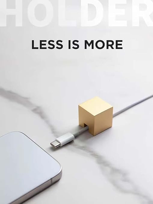 Eyepkildly Golden Stainless Steel Cable Clips, Cord Organizer Cable Management, USB Cable Holder Wire, Wire Organizer for Desk, Nightstand and Office Cable Management, Not Magnetic (Frosted Gold 2pc)