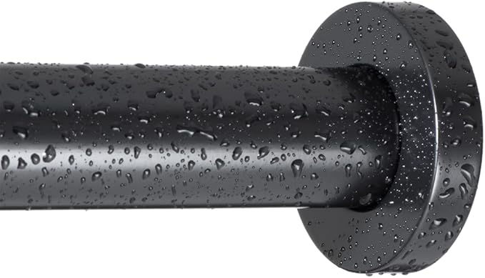 Ivilon Shower Tension Curtain Rod - Adjustable Tension Rod for Shower Curtains, Bathroom, or Windows, Easy to Install, No Drilling Required, Rustproof, Spring Loaded, Adjustable 54 to 90 Inch Black