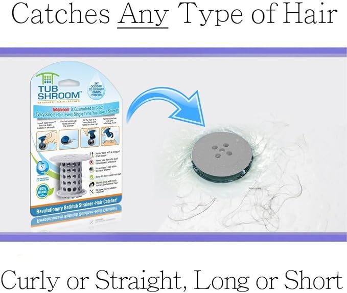 TubShroom and SinkShroom Drain Protectors Hair Catchers for Bathtubs and Sinks, Gray