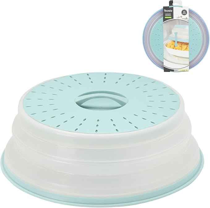 Tovolo Microwave Splatter Cover for Food Medium Blue Haze Dishwasher Safe, Collapsible Reusable Cover for Food in Microwave Uses BPA Free Safe Silicone,10 inch Vented Microwave Cover