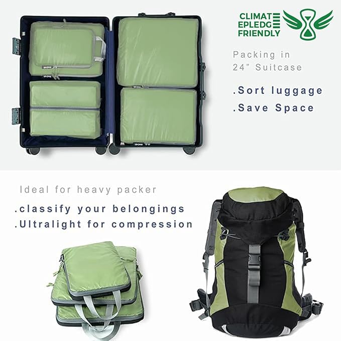 BAGAIL 6-Piece Ultralight Compression Packing Cubes Packing Organizer for Travel Accessories Luggage Suitcase Backpack
