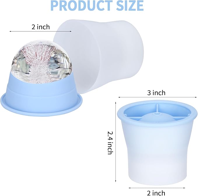 (Upgrade) Ice Molds 6 PCS, Silicone Sphere Ice Mold Maker, Stackable Easy Release Circle Ice Cube Mold with Lids, Spherical Ice Makers with Lids for Whiskey, Cocktails, Bourbon, and Drinks