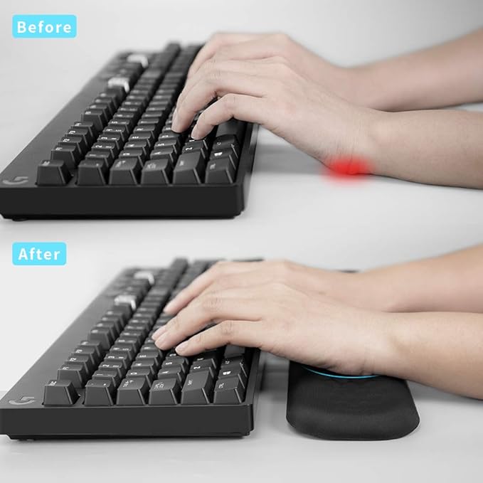 Vaydeer Keyboard Wrist Rest, Large Full Keyboard Support Pad, Memory Foam Hand Rest Cushion for Desk, Ergonomic Computer Laptop Mac Typing Padded, Office Gaming Palm Arm Carpal Tunnel Pain Relief