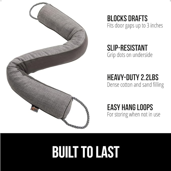 GORILLA GRIP Door Draft Stopper for Bottom of Doors, Sweep Weather Stripping Seal Noise, Cold Air Blocker, Soundproofing, Warmth Sealer, Easy Install Gap Filler, Home Essentials, 36 Inch, Gray