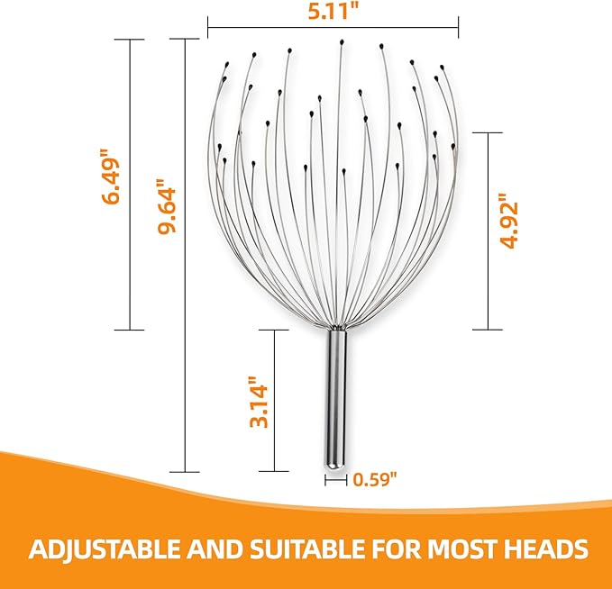YEZY Head Massager 28 Fingers Head Scratcher Scalp Massager, Back Scratcher, Stocking Stuffers for Scalp Massage Back Massage (Silvery)