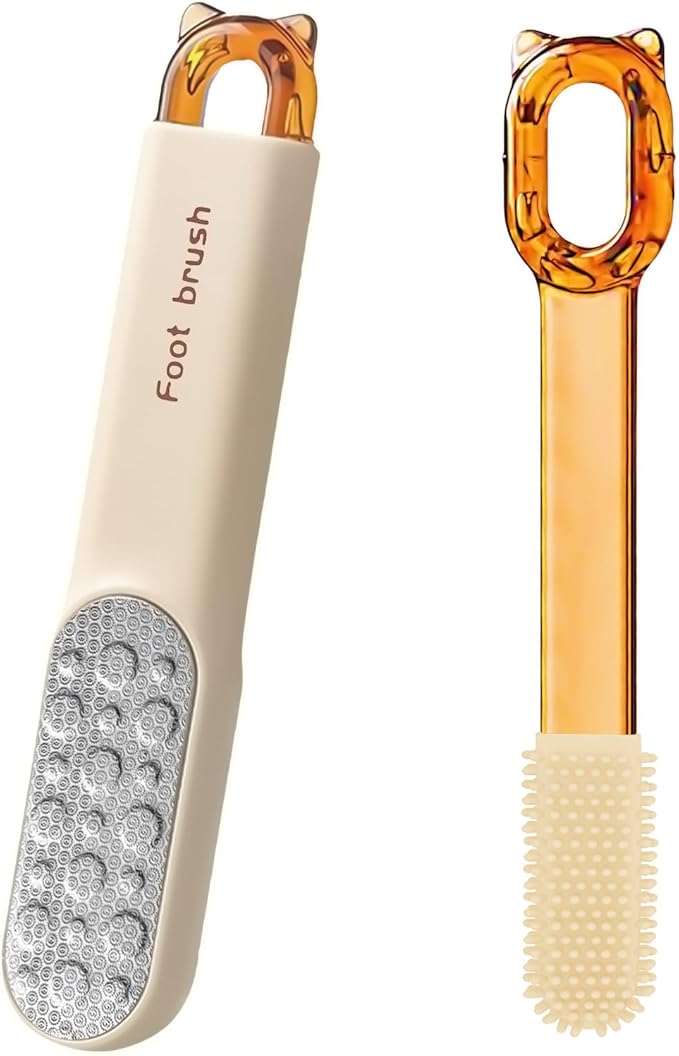 Double-Sided Stainless Steel Foot File, Foot Callus Remover & Foot Scrubber, Professional Pedicure Tool for Dry & Wet Feet, Fast Hard Skin & Dead Skin Remover with Non-Slip Grip, Orange